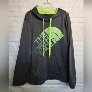 The North Face Men's Gray Hoodie with Neon Green Accents